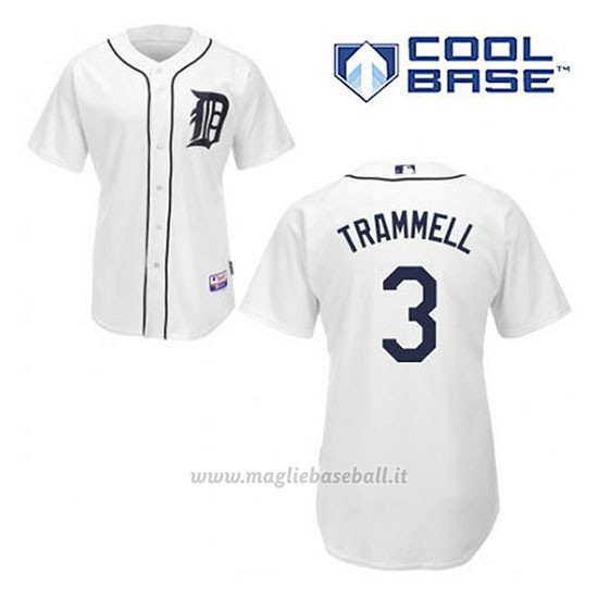 Maglia Baseball Uomo Detroit Tigers Alan Trammell 3 Bianco 1ªCool Base